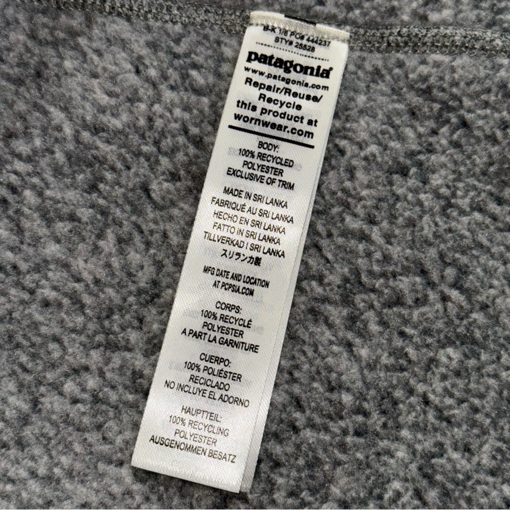 Patagonia Men's Performance Better Sweater Sz XXL Full Zip 25527 Stonewash Grey - Picture 4 of 5